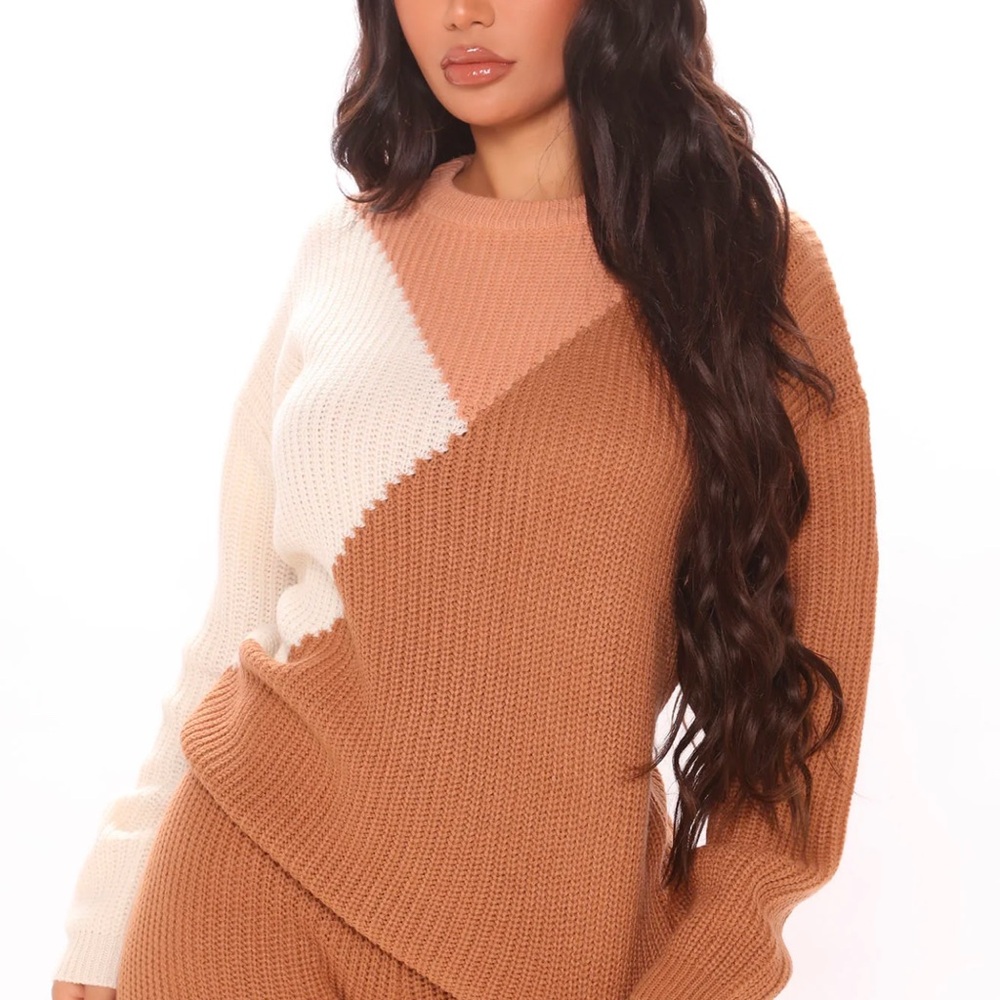 Colorblock Sweater Legging Set- Taupe